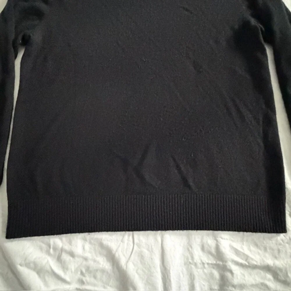 LANDS END Black 100% Cashmere V Neck Pullover Sweater Medium